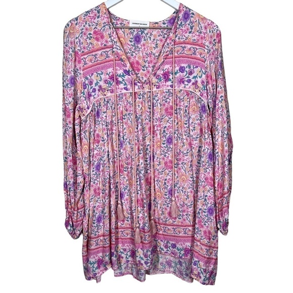 Goodnight Macaroon Womens Sherry Floral Boho Flowy Mini Dress Size Large Pink - Picture 1 of 7